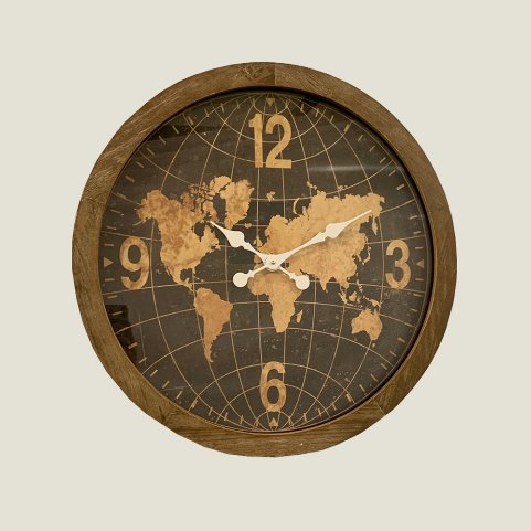 세계 지도 원목 시계